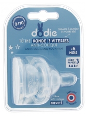Dodie 2 Tétines Rondes 3 Vitesses Anti-Colique Débit Rapide + 6 Mois
