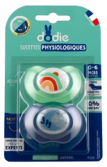 Dodie 2 Smoczki Fizjologiczne Silikonowe Dzień Noc 0-6 Miesięcy