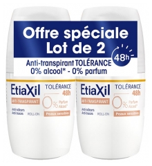 Etiaxil Antiperspirantti Toleranssi 48H Herkk&auml; Iho Roll-On Pakkaus 2 x 50 ml