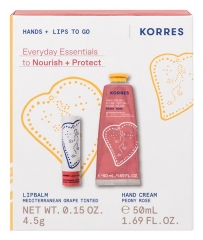 Korres &Aring;terfuktande Handkr&auml;m Pion & Ros 50 ml + Korres F&auml;rgad L&auml;ppbalsvin Mediterran Druva 4,5 g