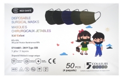 Médi-Santé Surgical Disposable Mask Children Type IIR EFB 98% 5 Dark Colors 50 Masks