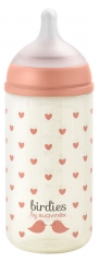 Suavinex Birdies Bottiglia in Vetro per Bambini con Capezzolo Simmetrico a Flusso Lento 240 ml da 0 Mesi in su