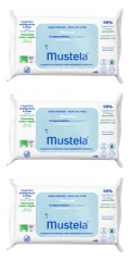 Mustela Composteerbare Reinigingsdoekjes Zonder Parfum Set van 3 x 60 doekjes
