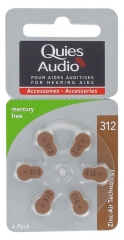 Quies Audio 6 Piles Zinc Air pour Aides Auditives (312)