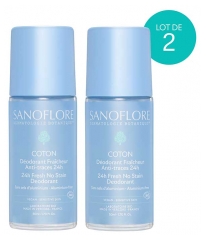 Sanoflore 24H Friskhed Deodorant Bomuld Roll-On &Oslash;ko Pakke med 2 x 50 ml