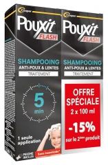 Pouxit Flash Tuholaisten ja Nitien Shampoo Hoito 2 x 100 ml Erikoistarjous