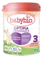 Babybio Optima Creștere 3 cu Lapte din Ferme Franceze de la 10 Luni la 3 Ani Bio 800 g