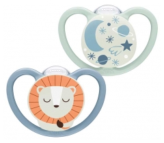 NUK Succhietti in Silicone Space Night 2 0-6 Mesi