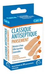 Care+ Klassisk Antiseptisk Plaster 30 Plastre 4 St&oslash;rrelser