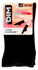 DIM Fleece Thermal Socks Black 2 Pairs