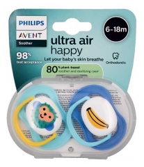 Ultra Air Happy 2 Chupetes 6-18 Meses