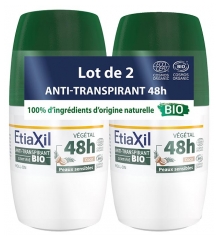 Etiaxil Desodorante Antitranspirante Vegetal 48h Roll-On Ecol&oacute;gico Lote de 2 x 50 ml