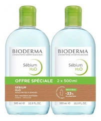 Bioderma Sébium H2O Klärendes Mizellenreinigungswasser Pack von 2 x 500 ml