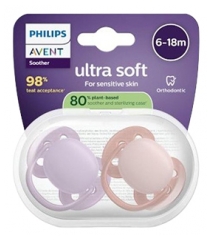 Avent 2 Ultra Soft 2 Chupetes Ortodoncia Silicona 6-18 Meses