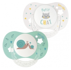 Luc et L&eacute;a Essentiel 2 Sucettes Anatomiques Collerette Confort + 6-18 Mois
