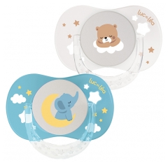 Luc et L&eacute;a Essentiel Nuit 2 Soothers Anatomiques Collerette Confort + 0-6 Mois