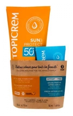 Topicrem Sun Protect Lait Solaire Hydratant SPF50+ 200 ml + Gel&eacute;e Fra&icirc;che Apr&egrave;s-Soleil 50 ml Offert