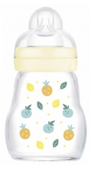Mamadeira de Vidro Premium MAM 170 ml 0 Meses e + Fluxo 1