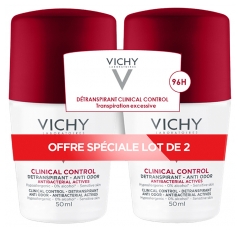 Vichy Deodorant 96H Clinical Control Antiperspirant Anti-Odour Roll-On 2 x 50ml