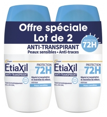 Etiaxil D&eacute;odorant Anti-Transpirant Protection 72H Roll-On Lot de 2 x 50 ml