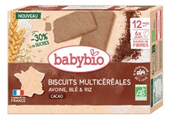 Babybio Multigrain Cocoa Biscuits 12 Months + Organic 6 Sachets of 2 Biscuits