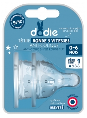 Dodie 2 T&eacute;tines Rondes 3 Vitesses Anti-Colique D&eacute;bit Lent 0-6 Mois