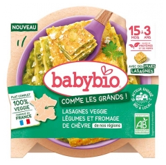 Babybio Lasagnes Veggie L&eacute;gumes et Fromage de Ch&egrave;vre 15 Mois &agrave; 3 Ans Bio 200 g