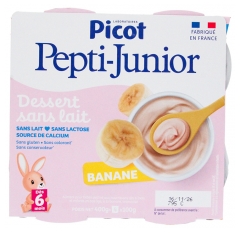 Picot Pepti-Junior Milchfreies Bananen-Dessert ab 6 Monaten 4 Becher