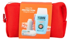 Isdin Fusion Water Magic Cr&egrave;me Solaire SPF50 50 ml Edition Limit&eacute;e Roland Garros + Protector Labial Baume L&egrave;vres SPF50 + 4 g et sa Trousse Offerte