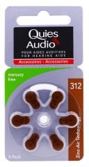 Quies Audio 6 Pilas Zinc-Aire para Aud&iacute;fonos (312)