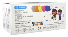 M&eacute;di-Sant&eacute; Chirurgisch Wegwerpmasker Voor Kinderen Type IIR EFB 98% 5 Kleuren 50 Maskers