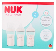 Set NUK Perfect Match 3 Biberoane 260 ml 3 Luni +
