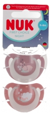 Silikonov&eacute; dudl&iacute;ky NUK First Choice Night 0-6 měs&iacute;ců
