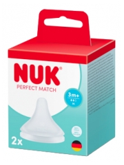 NUK Perfect Match 2 silikonov&eacute; savičky, velikost otvoru M, antikolikov&eacute;, od 3 měs&iacute;ců