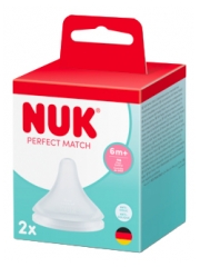 NUK Perfect Match 2 antikolikov&eacute; savičky s otvorem Flow Control od 6 měs&iacute;ců