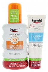 Eucerin Protezione Solare Sensitive Protect Sun Spray SPF50+ 200 ml + Crema-Gel Doposole Sollievo 50 ml in Omaggio