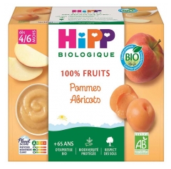 HiPP 100% Vaisiai Obuoliai Abrikosai nuo 4/6 mėn. Ekologi&scaron;ki 4 ind.