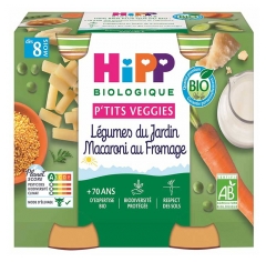 HiPP P'tits Veggies Garden Vegetables Macaroni and Cheese od 8 Miesięcy Organic 2 Pots