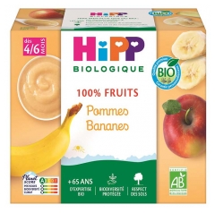 HiPP 100% Ovoce Jablka Ban&aacute;ny od 4/6 Měs&iacute;ců Bio 4 Kel&iacute;mky