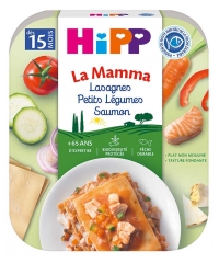 Lasania HiPP La Mamma cu Legume Mici și Somon de la 15 Luni 250 g
