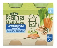 Bl&eacute;dina Engagierte Ernte Karotten Lauch Dinkel Lachs Wild ab 6 Monate 2 Gl&auml;ser