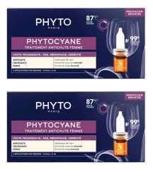 Phyto Cyane Behandlung Gegen Progressiven Haarausfall Frau 12 x 5 ml Set mit 2