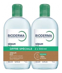Bioderma Sébium H2O Eau Micellaire Purifiante Lot de 2 x 500 ml