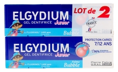 Elgydium Junior Gēla zobu pasta Kariesa aizsardzībai 7/12 Gadi Komplekts 2 x 50 ml