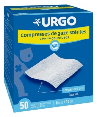 Urgo Sterile Gazekompresser 10 cm x 10 cm 50 poser med 2 kompresser