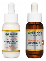 Garnier SkinActive Vitamin C Serum za sijaj proti madežem 30 ml + Vitamin C Nočni serum za spodbujanje sijaja 30 ml
