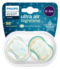Avent Ultra Air Nighttime 2 Orthodontic Soothers 0-6 Months