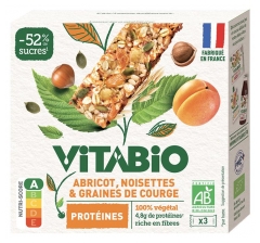 Vitabio Aprikose Haselnuss &amp; K&uuml;rbiskerne Bio-Protein 3 Riegel