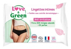 Love &amp; Green Lingettes Intimes 20 Lingettes