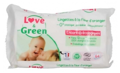 Love &amp; Green Lingettes &agrave; La Fleur d'Oranger 64 Lingettes